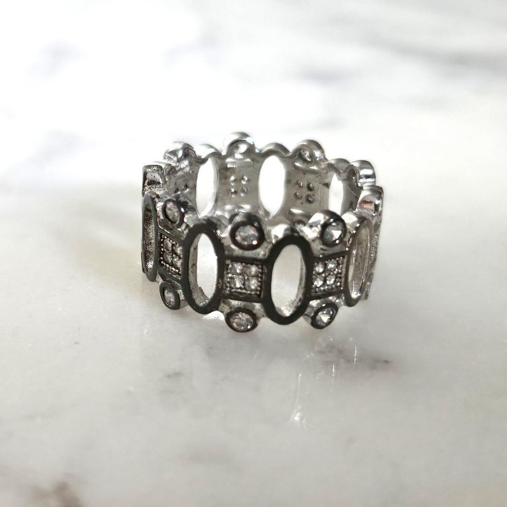 Silver-tone Ring with Rhinestones - Picture 6 of 8